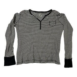 Faded Glory | Black & White Striped | Long Sleeve Top | Size L